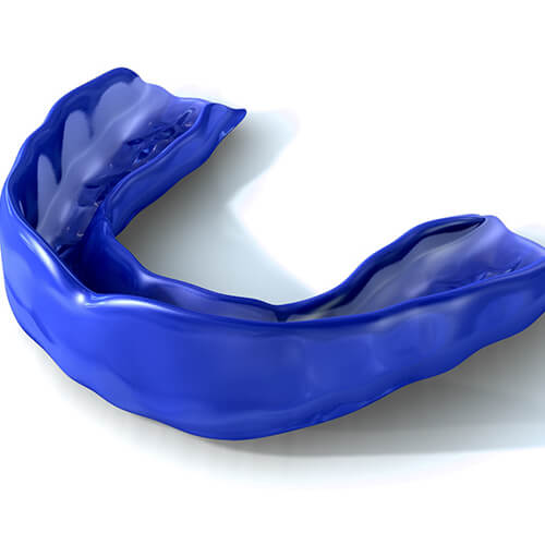 Closeup of blue mouthguard 