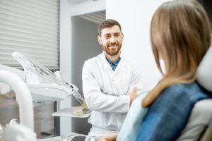 Patient visiting the dentist for a dental bone graft consultation.