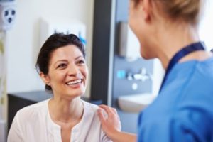 Patient at the dentist for a sinus lift before dental implant placement. 